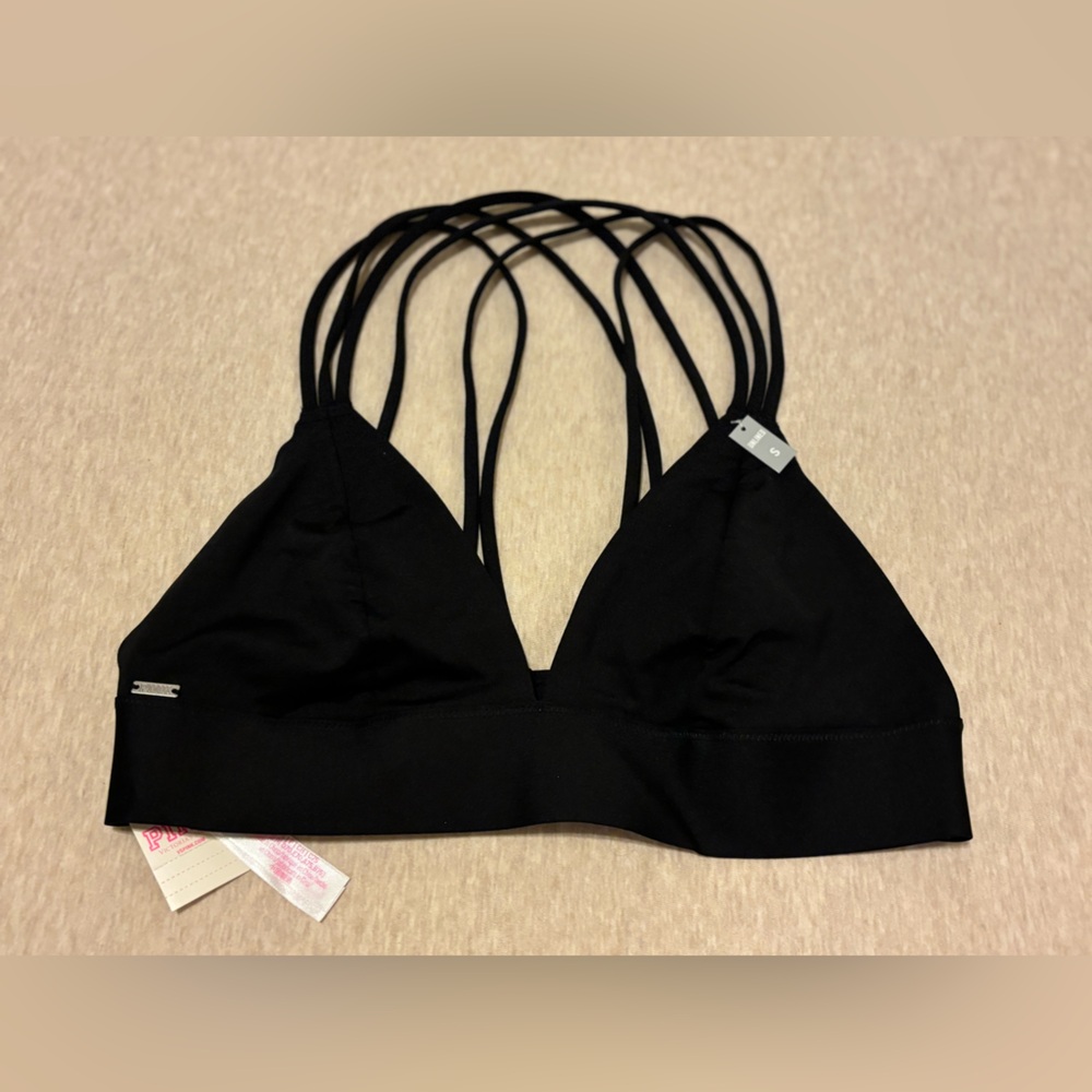 ❗️SALE❗️✨New✨PINK Victoria's Secret Black Strappy Bra/Bikini/Gym Top